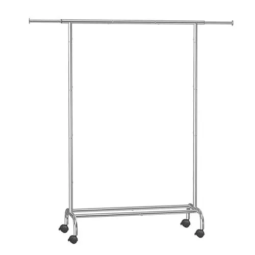 Produktbild: SONGMICS Kleiderständer auf Rollen, ausziehbare Kleiderstange, Garderobenständer aus Stahlrohren, erhöhte Ablagestange, 40 x (83-120) x 156 cm, bis 45 kg belastbar, taubengrau HSR134E01