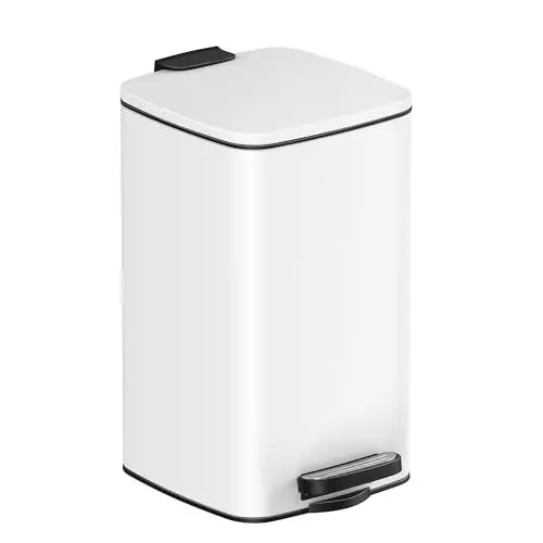Produktbild: SONGMICS Kosmetikeimer, 8 Liter, Mülleimer Bad, kleiner Abfalleimer, Tretmülleimer, mit Pedal, für kleine Räume, mit Deckel, Softclose, Stahl, weiß LTB591W0802