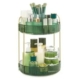 Produktbild: SONGMICS Make-up Organizer drehbar, Kosmetik-Organizer rund, 2 Ebenen, Kosmetik Aufbewahrung, anpassbar, für Schminktisch, Geschenkidee, hellgrün JKA012C01