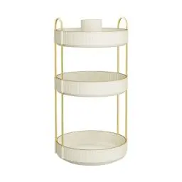 Produktbild: SONGMICS Make-up Organizer drehbar, Kosmetik-Organizer rund, 3 Ebenen, Kosmetik Aufbewahrung, anpassbar, für Schminktisch, Geschenkidee, wolkenweiß JKA011W01