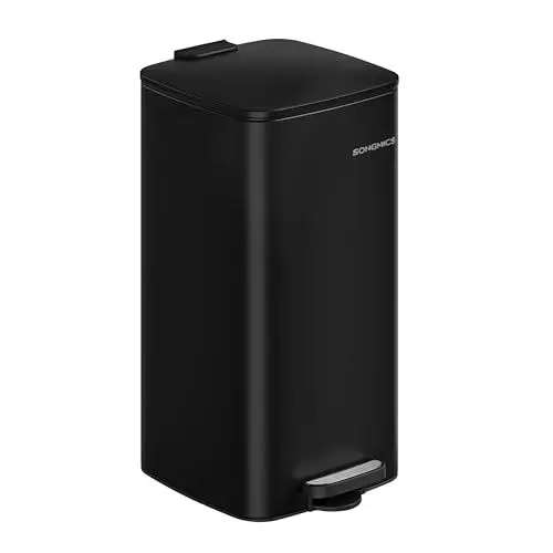 Produktbild: SONGMICS Mülleimer Küche, 30 Liter Abfalleimer, Tretmülleimer, Stahl, mit Inneneimer, Softclose, Offenhaltefunktion, tintenschwarz LTB593B02