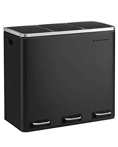 Produktbild: SONGMICS Mülleimer für die Mülltrennung mit 3 Säcken, 3 x 18 Liter, Mülleimer mit 3 Fächern, Deckel mit langsamem Verschluss, mit Inneneimern und Griffen, für Küche, Schwarz LTB54BK