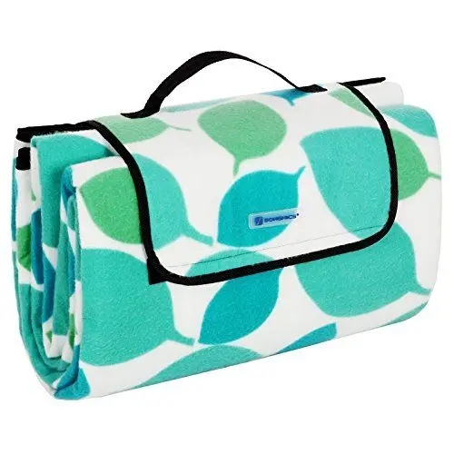 Produktbild: SONGMICS Picknickdecke, 200 x 200 cm, groß, Campingdecke, für Park, Garten, Strand, wasserdicht, maschinenwaschbar, faltbar, türkise Blätter GCM78Y
