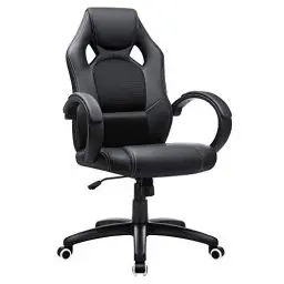 Produktbild: SONGMICS Racing Stuhl Bürostuhl Gaming Stuhl Chefsessel Drehstuhl PU, schwarz, OBG56B
