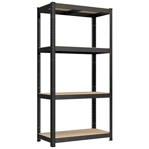 Produktbild: SONGMICS Schwerlastregal, Kellerregal, Lagerregal, 40 x 80 x 160 cm, Regal mit Stahlgestell, bis 520 kg belastbar, 4 verstellbare Ablagen, schwarz GLR044B01