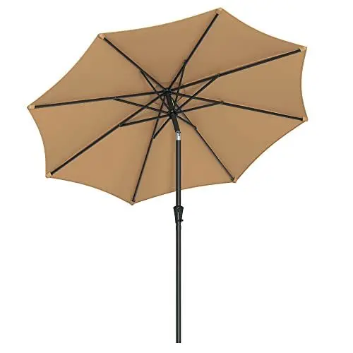 Produktbild: SONGMICS Ombrellone da Giardino 270 cm, UPF 50+, Parasole, Inclinazione Bidirezionale a 30°, Manovella per Apertura/Chiusura, Esterno Terrazzo Balcone Piscina, Senza Base, Tortora GPU27BR