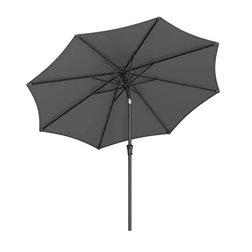 Produktbild: SONGMICS Sonnenschirm 270 cm, UPF 50+, Strandschirm, beidseitig um 30° knickbar, Sonnenschutz, mit Kurbel zum Öffnen/Schließen, für Terrasse, Balkon, Pool, ohne Ständer, grau GPU27GY