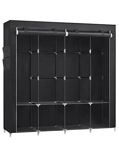 Produktbild: SONGMICS Stoffschrank, Kleiderschrank, 45 x 170 x 167 cm, 4 Hängefächer, mit Ablagen, 4 Seitentaschen, viel Platz, für Schlafzimmer, Wohnzimmer, schwarz RYG094B02