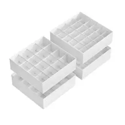 Produktbild: SONGMICS Unterwäsche-Organizer 4er Set, 80 Fächer (2x16+2x24), Schubladen-Organizer faltbar, Ordnungssystem Kleiderschrank, Aufbewahrungsboxen, Socken, Unterwäsche, Krawatten, cremeweiß RUS011W01