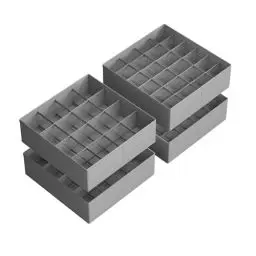 Produktbild: SONGMICS Unterwäsche-Organizer 4er Set, 80 Fächer (2x16+2x24), Schubladen-Organizer faltbar, Ordnungssystem Kleiderschrank, Aufbewahrungsboxen, Socken, Unterwäsche, Krawatten, taubengrau RUS011G01