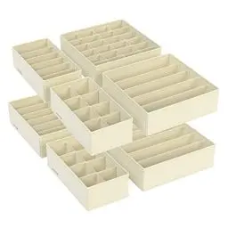 Produktbild: SONGMICS Unterwäsche-Organizer 8er Set, Schubladen-Organizer faltbar, Ordnungssystem Kleiderschrank, Aufbewahrungsbox Schrank, Stoffboxen Aufbewahrung, für BHs Socken Krawatten, beige RUS008M01