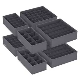 Produktbild: SONGMICS Unterwäsche-Organizer 8er Set, Schubladen-Organizer faltbar, Ordnungssystem Kleiderschrank, Aufbewahrungsbox Schrank, Stoffboxen Aufbewahrung, für BHs Socken Krawatten, grau RUS08GY