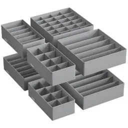 Produktbild: SONGMICS Unterwäsche-Organizer 8er Set, Schubladen-Organizer faltbar, Ordnungssystem Kleiderschrank, Aufbewahrungsbox Schrank, Stoffboxen Aufbewahrung, für BHs Socken Krawatten, taubengrau RUS008G01