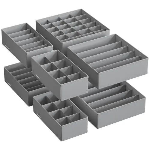 Produktbild: SONGMICS Unterwäsche-Organizer 8er Set, Schubladen-Organizer faltbar, Ordnungssystem Kleiderschrank, Aufbewahrungsbox Schrank, Stoffboxen Aufbewahrung, für BHs Socken Krawatten, taubengrau RUS008G01