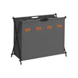 Produktbild: SONGMICS Wäschekorb, Wäschesammler 155 Liter, Wäschebox, 4 Fächer, klappbares X-Gestell, individuelle Etiketten, für Waschküche, Schlafzimmer, Badezimmer, schiefergrau LCB140G01