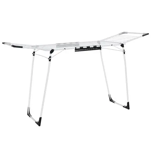 Produktbild: SONGMICS Wäscheständer, Standtrockner 56,5 x 173 x 96,5 cm, Flügelwäscheständer, Flügelwäschetrockner platzsparend, mit Sockenhalter, Metall, für Kleidung, Handtücher, Wäsche, weiß LLR518W01