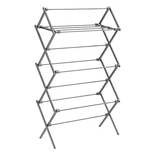 Produktbild: SONGMICS Wäscheständer, Standtrockner klappbar, kompakt, platzsparend, Stahlrahmen, 37 x 75 x 135,1 cm, einfacher Aufbau, für Innen- und Außenbereich, grau LLR770G01