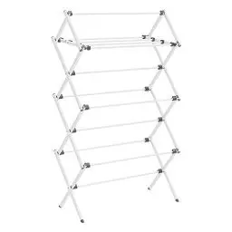 Produktbild: SONGMICS Wäscheständer, Standtrockner klappbar, kompakt, platzsparend, Stahlrahmen, 37 x 75 x 135,1 cm, einfacher Aufbau, für Innen- und Außenbereich, weiß LLR770W01