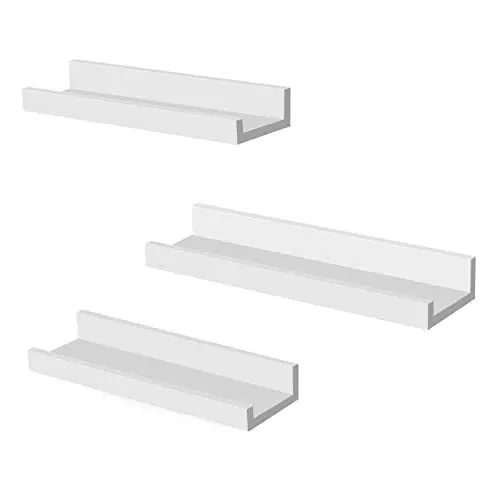 Produktbild: SONGMICS Wandregal, Schweberegal, 3er Set, 10 x 38 cm, Wandboard für Bilderrahmen und Bücher, Bilderregal für Wohnzimmer, Schlafzimmer, Bad, Küche, mattweiß LWS38WT