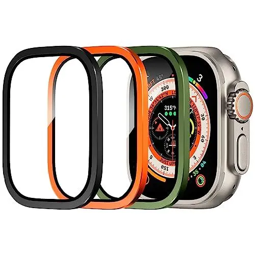 Produktbild: Songsier Schutzfolie für Apple Watch Ultra 49mm, Titanlegierungsrahmen mit 9h GehäRtetem Glas, UltradüNn, Kratzfest, Hd, Blasenfrei, Leichter Schutzfilm für iwatch Ultra 2