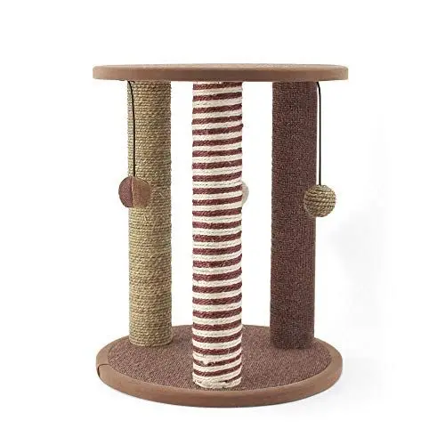 Produktbild: SONGWAY Kratzbaum mit Liegeplatz für Katze – Stabile Kratzsäule für Katzen Klein, Katzen Kratzmöbel, Kratzstamm mit Liegemulde und Spielzeug, Kratzpfosten für Katze, Katzenkratzer Spielzeug (Braun)