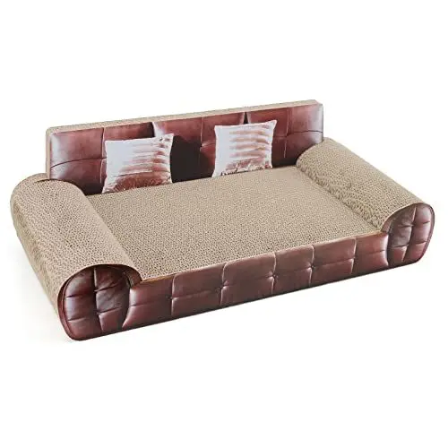 Produktbild: SONGWAY Kratzbrett für Katzen aus Pappe - Katzen Wellpappe Kratzmöbel Kratzsofa, Kratzspielzeug für Katzen, Kratzlounge Katzen, Kratzpad Katze, Katzenspielzeug Kratzen Pappe, Braun