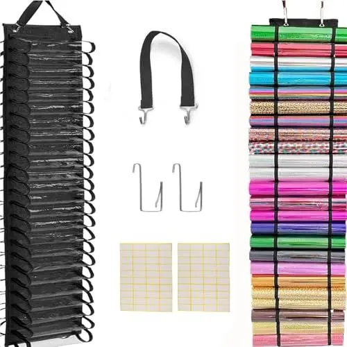 Produktbild: Sonhomay Vinyl-Rollenhalter und Organizer - 60 Fächer zum Aufhängen über Haustür, Wand, Schrank