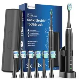 Produktbild: Sonic Elektrische Zahnbürste für Erwachsene und Kinder - Schallzahnbürste mit 40000VPM, USB C Schnellladung 3 Stunden Dauer 60 Tage, 5-Modi und 6 Bürstenköpfen, Timer