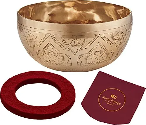Produktbild: Sonic Energy Klangschale Special Engraved Series – 600 g – Für Meditation & Klangheilung – Inkl. Hülle & Filzring (SB-SE-600)