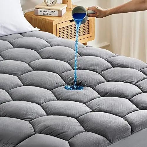 Produktbild: SONIVE Wasserdichter Matratzenschoner, weiche Matratzen Topper, dünne Atmungsaktive Matratzenauflage, als Matratzenschutzbezug geeignet, waschbar 90x200cm Grau