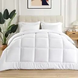 Produktbild: Sonive Bedding Bettdecke Ganzjahresdecke aus Mirofaser 200GSM weicher Füllung Atmungsaktive Schlafdecke 4-Jahreszeiten Steppdecke Duvet, Weiß 224x224cm