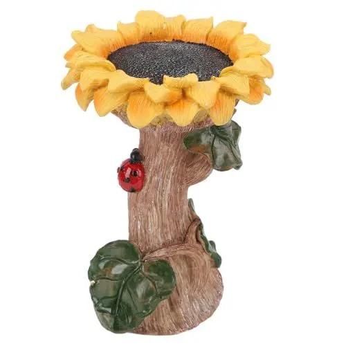 Produktbild: Sonnenblume Vogeltränke, Harz leicht wetterbeständig farbecht Vogeltränke Schale Garten Statue lebendige Formen reiche Farben genug Kapazität Vogeltränke für draußen, Hof, Teich