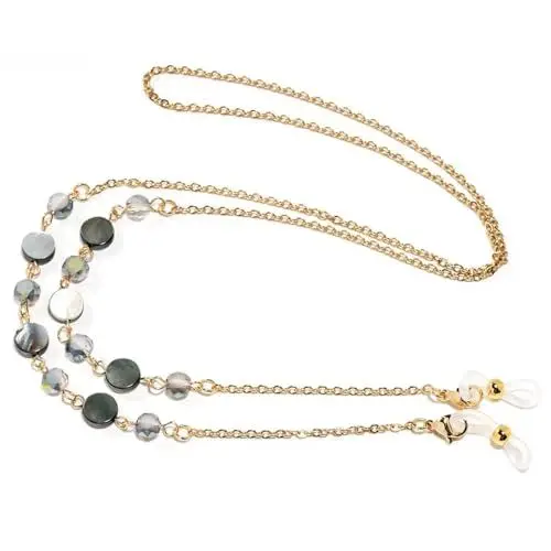 Produktbild: Sonnenbrillen Kette Damen, Brillenkette Damen Modern, Maskenkette Maskenband Brillenband, Kette für Sonnenbrille Lesebrille Kette Brillenkette Gold