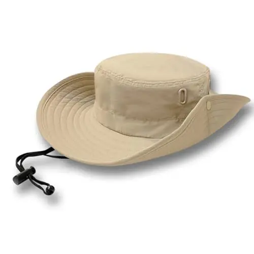 Produktbild: Sonnenhut mit Breite Krempe für Männer und Frauen, Strandhut Safari Boonie Hut faltbar Fischerhut mit atmungsaktivem Mesh und verstellbarem Kinnriemen, Bucket Hut für Angeln, Wandern