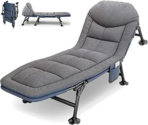Produktbild: SANEIOUI Sonnenliege Gartenliege Klappbar mit Auflage, Liegestuhl Klappbar Feldbett mit Liegefunktion, Campingliege 190x67x38cm, Karpfenliege 6-Bein, Relaxliege für Innenbereich Außenbereich