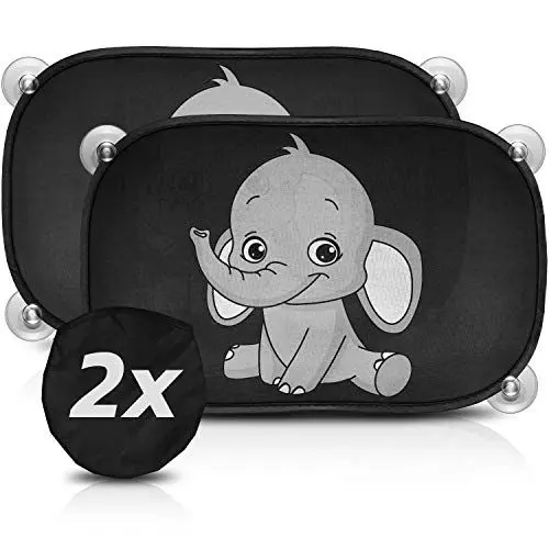Produktbild: Sonnenschutz Auto Baby mit UV Schutz - Car Sun Shade inkl. 6 Saugnäpfen & Transporttasche, Sonnenblende Auto in neutralem schwarz