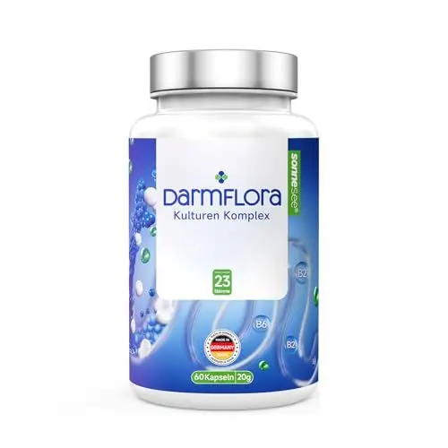 Produktbild: Sonnesee® Darmflora 23 Bakterienstämme mit Lactobacillus & Bifidobakterien B-Vitaminen bakterien akazienfasern 60 Kapseln Vegan Made in Germany