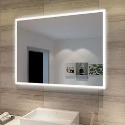 Produktbild: SONNI Badspiegel mit Beleuchtung 80x60 cm Wandspiegel Spiegel mit Beleuchtung Badezimmerspiegel kaltweiß IP44 Badezimmer Bad Spiegel