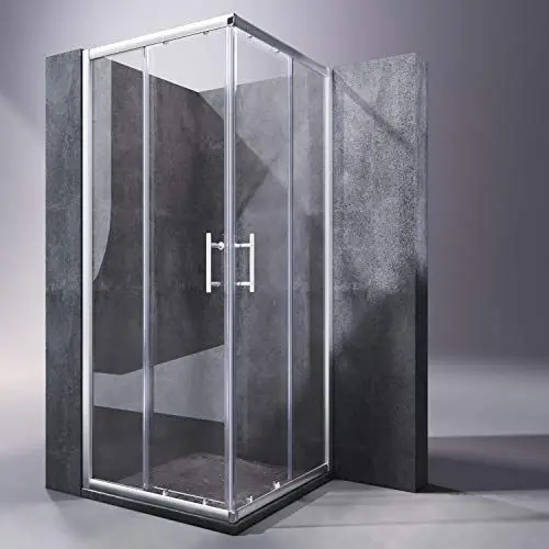 Produktbild: SONNI Duschkabine 90x90x185cm Eckeinstieg Duschabtrennung Doppel Schiebetür Echtglas Duschtür