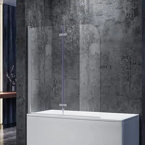 Produktbild: SONNI Duschwand für Badewanne 120x140 cm(BxH) badewannenfaltwand 2-teilig Faltbar 6 mm NANO-GLAS Duschabtrennung Badewanne