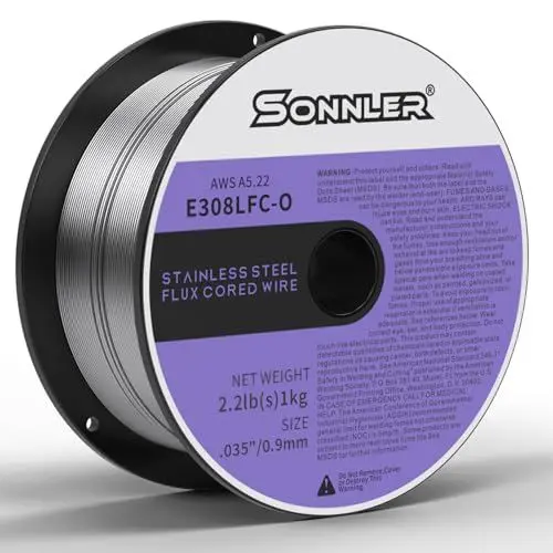Produktbild: SONNLER Edelstahl-Schweißdraht V2A 0,9mm 1,0kg, MIG MAG Schweißdraht für Schweißgerät ohne Gas, D100 Drahtrolle mit 20mm Dorn für alle MIG-Maschinen