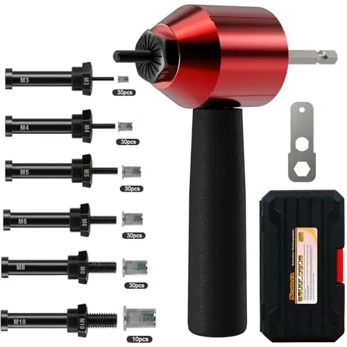 Produktbild: SONNLER Nietenzangen Set, Rapid Nietmutternzange für Bohrmaschine Akkuschrauber, Blindnietmutterzange Adapter für Nietmuttern M3, M4, M5, M6, M8,M10