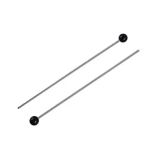 Produktbild: Sonodrum Premium Schlägel - 2x aus Edelstahl und 30cm Länge - Mallet mit schwarzem Gummikopf - Edelstahl-Schlägel mit Qualität - Drumsticks für alle Percussion Instrumente - Verbessere deinen Sound!