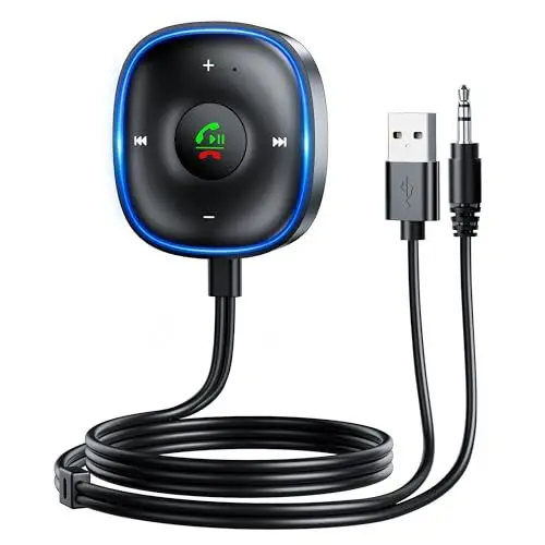 Produktbild: SONRU Aux Bluetooth Adapter Auto, (Plug & Play) KFZ Bluetooth 5.3 Empfänger Klinke Aux 3.5mm, Bluetooth Aux Adapter für Freisprechanruf und Wireless Musik kompatibel mit Heim-Stereo, Auto Stereoanlage