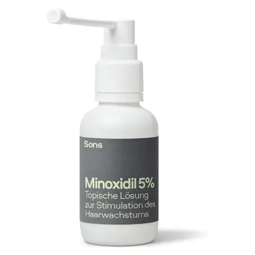 Produktbild: Sons Minoxidil 5% Lösung für Männer bei Haarausfall, fördert Haarwachstum & Haarverdichtung, reaktiviert Follikel bei lichtem Haar, mit präzisem Pumpspender, 1 Monat