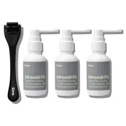 Produktbild: Sons Minoxidil 5% topische Lösung und Dermaroller, Haarwuchs & Haarverdichtung·· Bei Haarausfall & Haarausdünnung bei Männer, Stimuliert Kollagen und reaktiviert geschrumpfte Follikel - 3 Monate