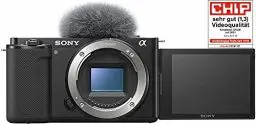 Produktbild: Sony Alpha ZV-E10 | APS-C spiegellose Wechselobjektiv-Vlog-Kamera (schwenkbarer Bildschirm für Vlogging, 4K-Video, Echtzeit-Augen-Autofokus), Schwarz
