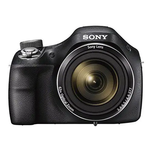 Produktbild: Sony DSC-H400 Einstiegsbridge Kompaktkamera (20,1 Megapixel, 63-fach opt. Zoom, 7,5 cm (3 Zoll) LCD-Display, HD-Ready, 24,5 mm Weitwinkel-Objektiv, Optischer Bildstabilisator SteadyShot) schwarz