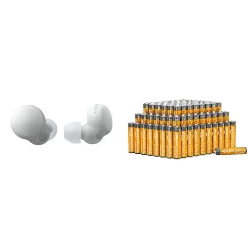 Produktbild: Sony LinkBuds S Truly Wireless Noise Cancelling Headphones Weiß & Amazon Basics AAA-Alkalibatterien