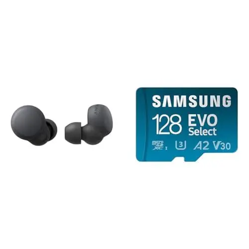 Produktbild: Sony LinkBuds S Truly Wireless Noise Cancelling Headphones – Schwarz & Samsung EVO Select microSD-Karte + SD-Adapter